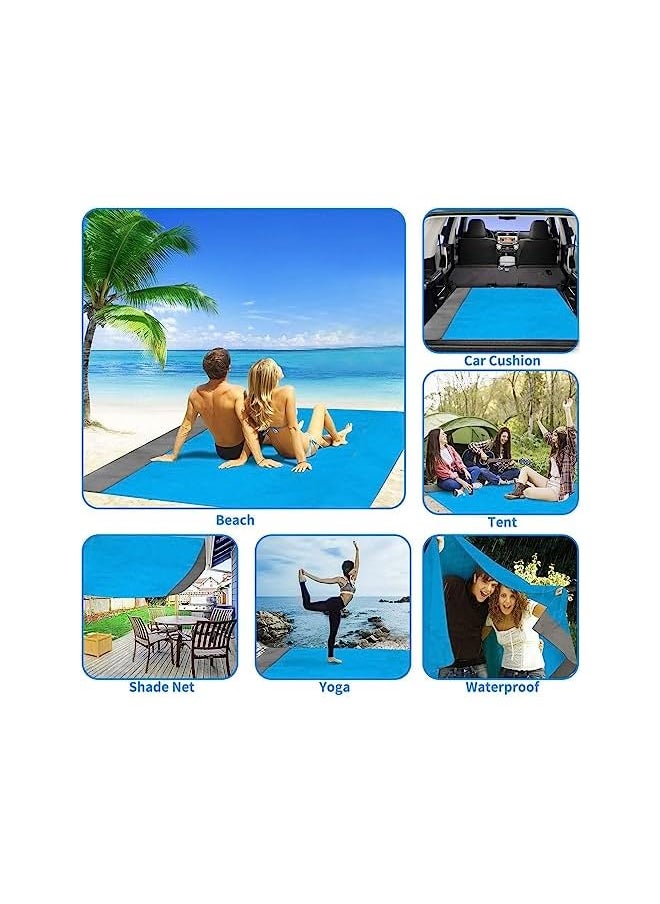 erorex Beach Blanket Sandproof, 78.7 * 55.1‘’ Extra Large Beach Mat, Big & Compact Sand Free Mat Quick Drying, Lightweight & Durable with 4 Stakes  - Image 5