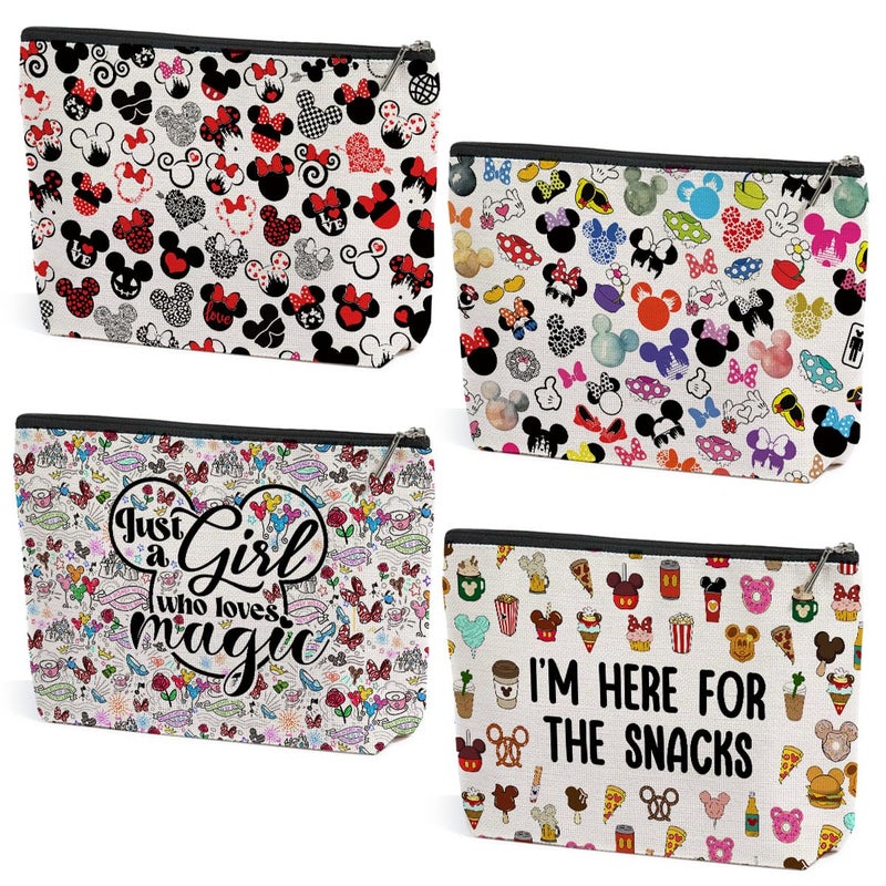 ZHAMEN 4PCS Cute Cartoon Print Makeup Bag Magic Cartoon Mouse Cosmetic Bag Cute Mouse Animal Lovers Gifts for Women Female Her Daughter Cousin Best Friend Bestie BFF Mothers Nurse Day Graduation Birthday - Image 2