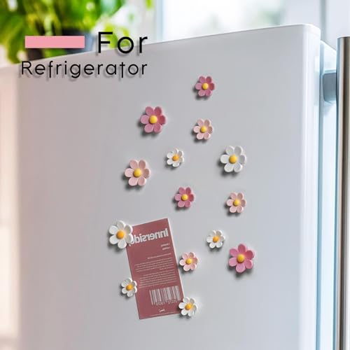 KEYDUACU 18 pcs - Cute Flower Magnet, Girl Pink Magnet for Fridge and Locker, Whiteboard, and Decoration（18 pcs - Flower-Pink - Image 2
