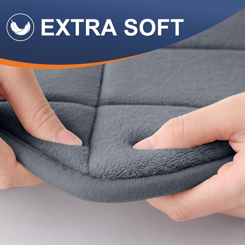 OLANLY Memory Foam Bath Mat 59x20  Ultra Soft and Absorbent Bathroom Rugs  Machine Washable  Comfortable Bath Carpet for Bathroom Floor  Tub and Shower  Dark Grey - Image 3