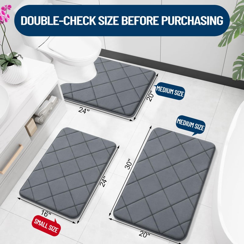 OLANLY Memory Foam Bath Mat 59x20  Ultra Soft and Absorbent Bathroom Rugs  Machine Washable  Comfortable Bath Carpet for Bathroom Floor  Tub and Shower  Dark Grey - Image 1