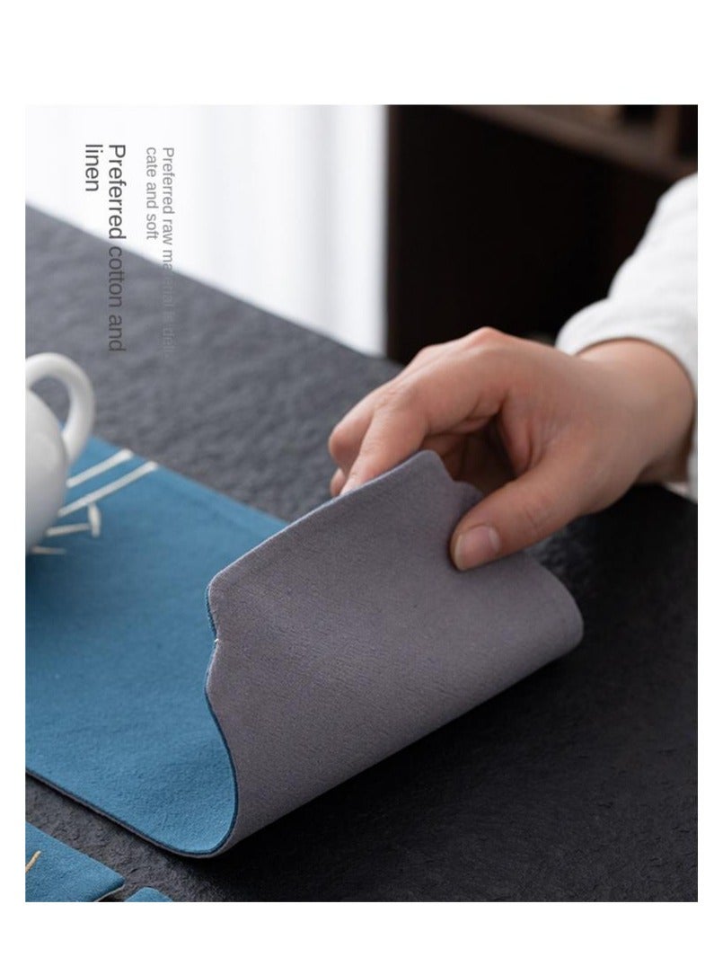Y&D Chinese Style Cotton Linen Retro Water Absorbing Double Layer Thickened Tea Curtain Fabric Embroidered Tea Tea Curtain Fabric Art Tea Curtain  - Image 3