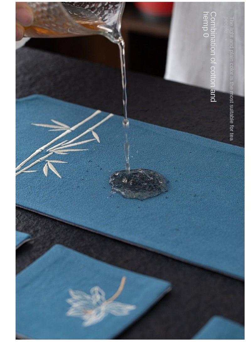 Y&D Chinese Style Cotton Linen Retro Water Absorbing Double Layer Thickened Tea Curtain Fabric Embroidered Tea Tea Curtain Fabric Art Tea Curtain  - Image 4