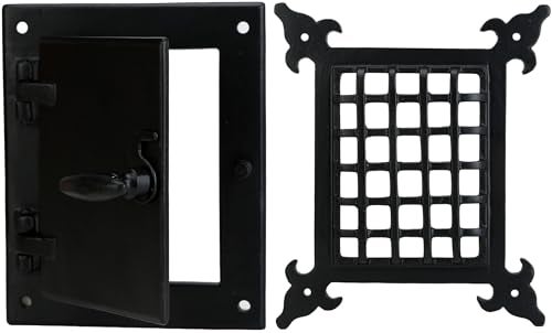A29 Hardware Cast Iron Speakeasy Door GrillGrille with Viewing Door Black Powder Coat Finish Medium Size