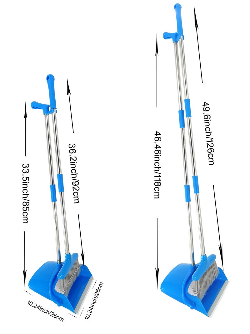 Xifando Extendable Long Handle Broom and Dustpan Set, Stainless Lightweight Upright Standing Broom and Dustpan Combo for Kitchen Lobby Office Living Room Household Indoor or Outside (Light Blue) - Image 4