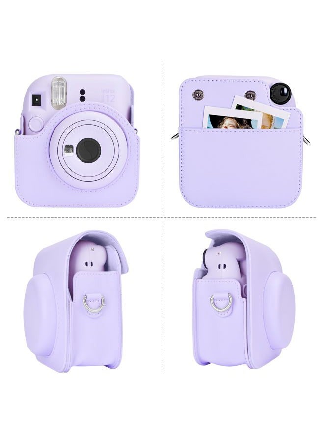 Rieibi حافظة كاميرا متوافقة مع فوجي إنستكس ميني 12 - حقيبة حمل لكاميرا فوجي فيلم إنستكس ميني 12 الفورية - غطاء حقيبة ميني 12 مع حزام - بنفسجي - Image 3