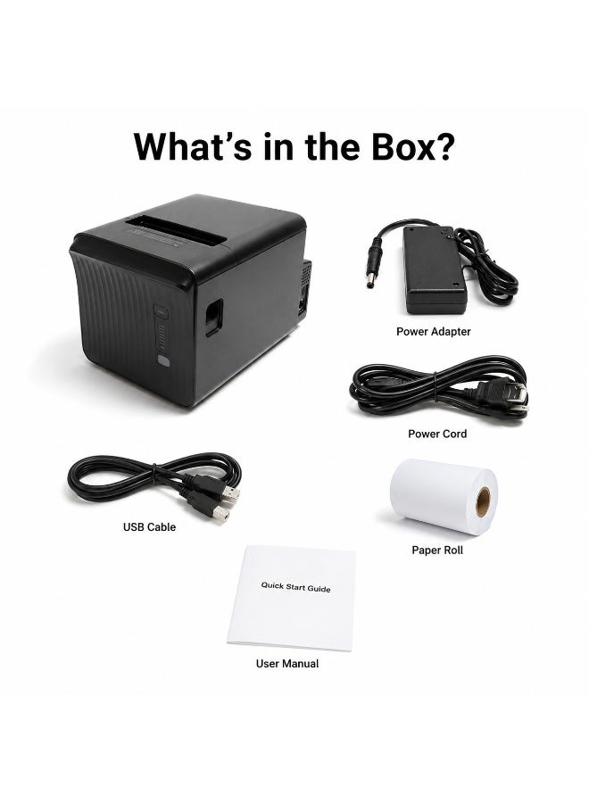 BASEET BAS-376 Thermal Receipt Printer USB + Bluetooth 80×80 Black – High-Speed POS Thermal Printer for Restaurants, Retail Stores, Cafes & Billing Systems - Image 5