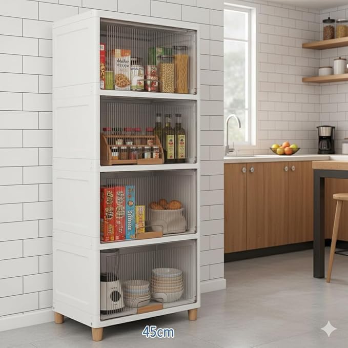 mechdel Plastic Rack/Kitchen Cupboard/Cupboard Rack/Stackable Rack/Wardrobe for Clothes/Multipurpose Organizer/Closet for Bedroom/Living Room/Laundry Room/Bookshelf (Cupboard Rack-Transparent, 1PCS) - Image 4