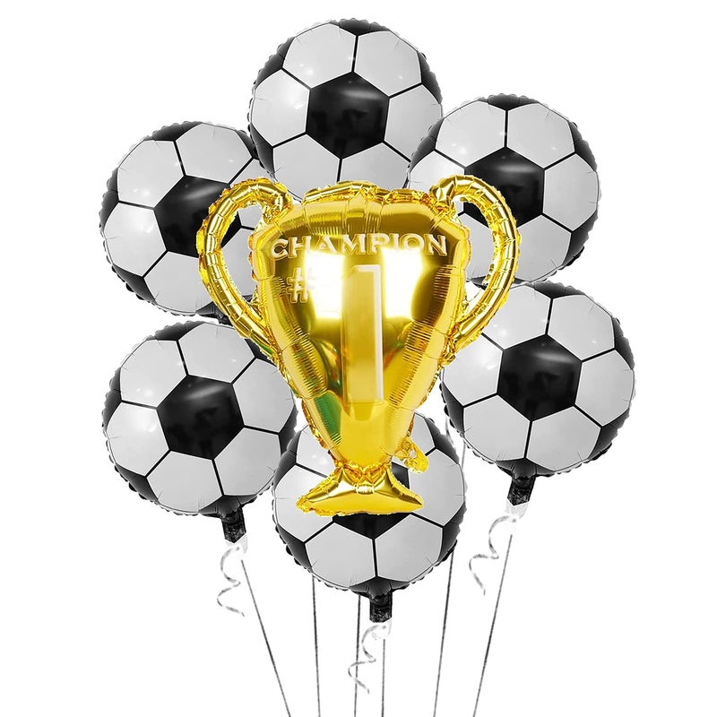 Oarkive Soccer Party Balloons Set 7pcs Championship Trophy Balloon and Soccer Foil Balloons for Birthday Baby Shower Wedding Anniversary Soccer Themed Party Decoration - Image 2