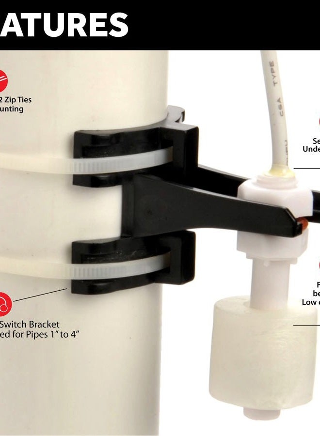 Level Sense 15 Feet Water Level Float Switch with Mounting Brackets - Image 2