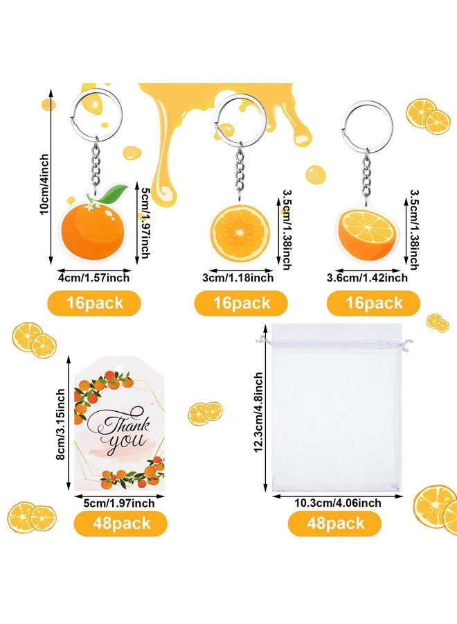 Sureio Little Cutie Baby Shower Party Favors Includes Orange Keychains White Organza Bags Thank You Tags Fruit Theme Party Favors School Rewards For Birthday Bridal Wedding Party Return Gifts (24 Sets) - Image 2