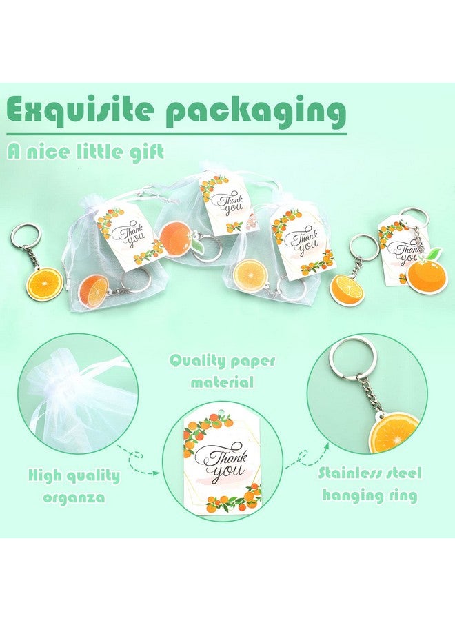 Sureio Little Cutie Baby Shower Party Favors Includes Orange Keychains White Organza Bags Thank You Tags Fruit Theme Party Favors School Rewards For Birthday Bridal Wedding Party Return Gifts (24 Sets) - Image 3