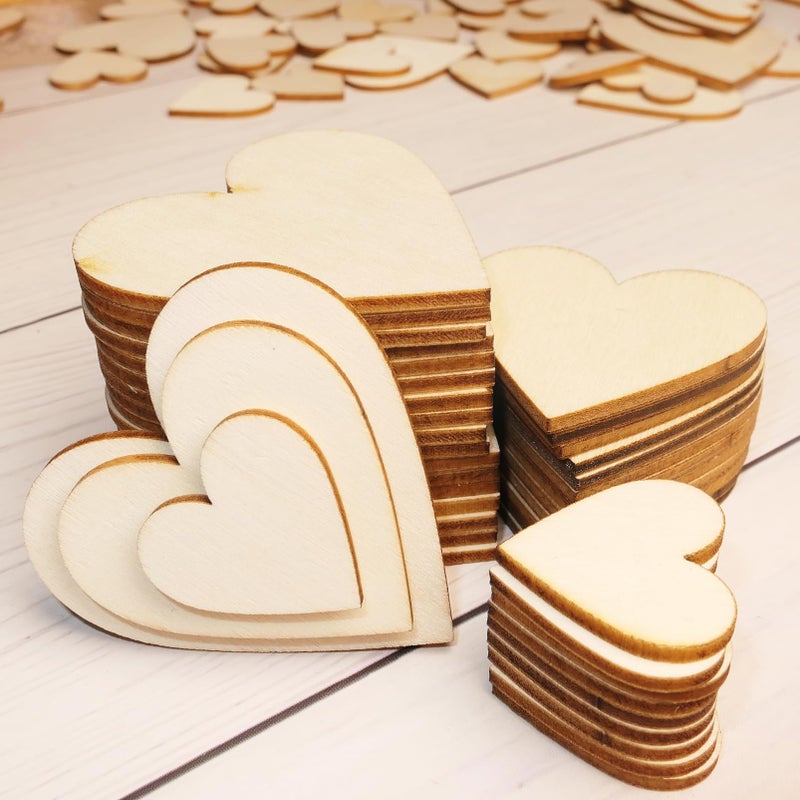 HADDIY Small Wood Hearts for Crafts,175 Pcs Different Size Assorted Unfinished Wooden Heart Cutouts Pieces for Wedding Guest Book,Valentine'Day Craft and Deccorations - Image 4