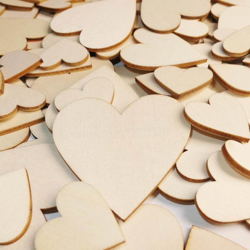 HADDIY Small Wood Hearts for Crafts,175 Pcs Different Size Assorted Unfinished Wooden Heart Cutouts Pieces for Wedding Guest Book,Valentine'Day Craft and Deccorations - Image 5