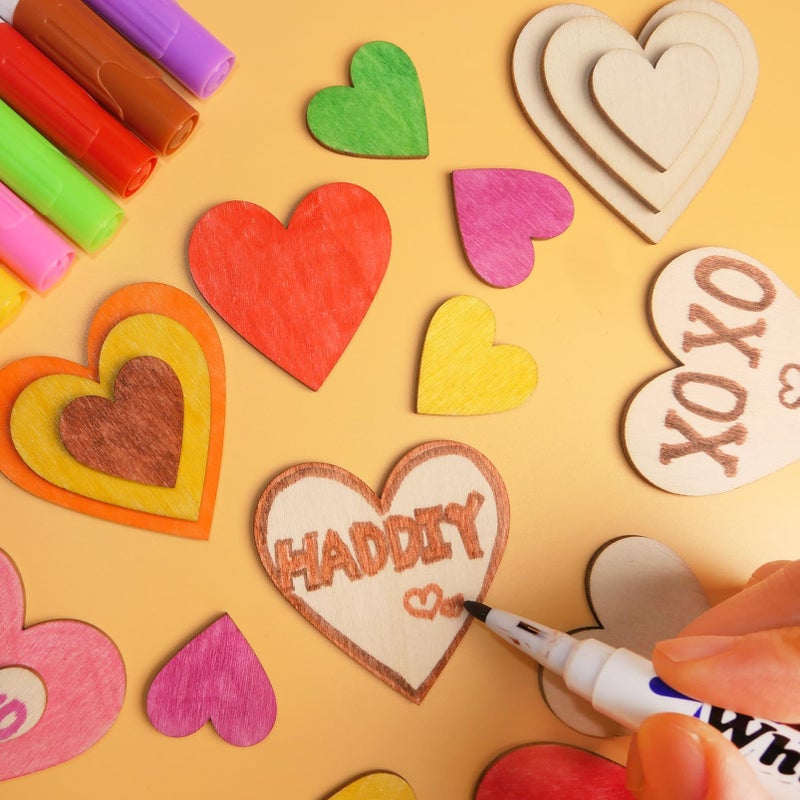 HADDIY Small Wood Hearts for Crafts,175 Pcs Different Size Assorted Unfinished Wooden Heart Cutouts Pieces for Wedding Guest Book,Valentine'Day Craft and Deccorations - Image 3