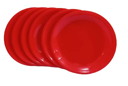 Everbuy 12 Pcs Chat Plate Snack Plate Appetizer Plate Dahi Bhalla Plate, Round Shape, Diameter 7 Inches (Red) - Image 5