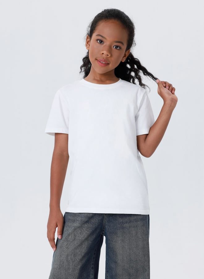 Yitoco Girls Short Sleeve T Shirts Kids Casual Crewneck Short Sleeve Summer Basic Tee Tops 5-16 Years, White/Black/Pink, 11-12 Years - Image 2
