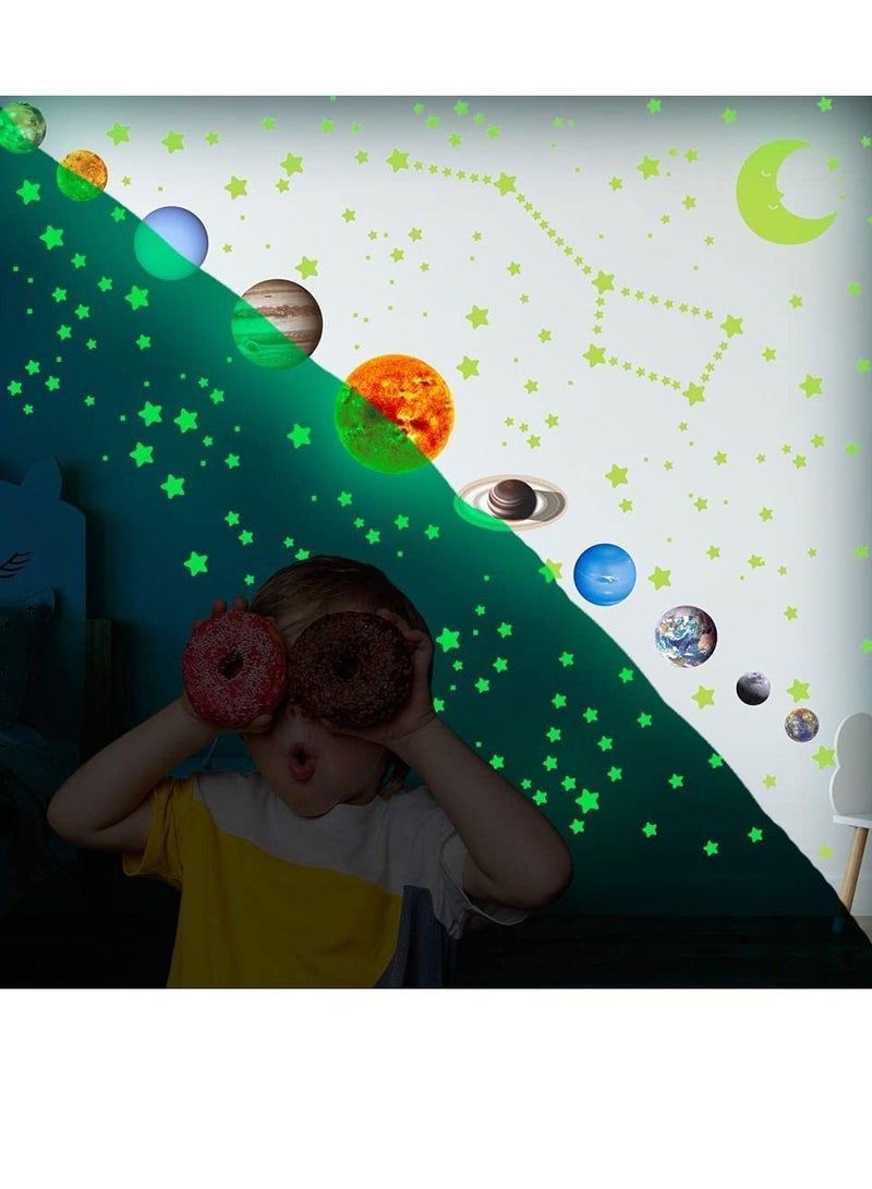 Y&D Glow in The Dark Stars for Ceiling Moon Wall Decals 525 Pcs Ceiling Kids Decors Perfect Nursery Bedroom Living Room Gift Boys and Girls  - Image 1