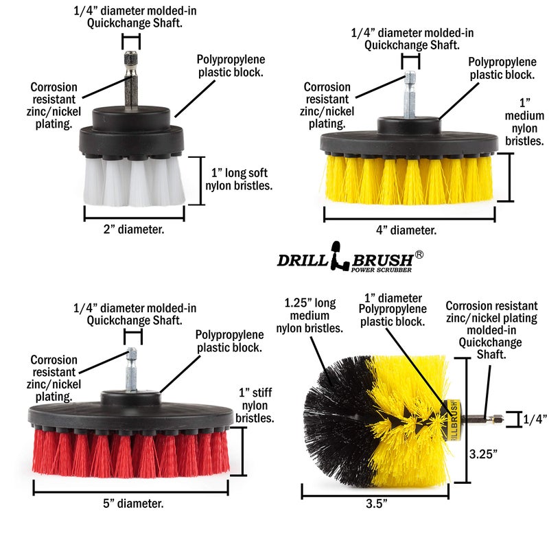 Drillbrush Drill Brush Scrub Brush - Drill Powered Cleaning Attachments - Time Saving Cleaning Kit For Tile And Grout - Cordless Power Scrubber Set - Automotive Detailing Brushes For Vehicle Interior - Image 5
