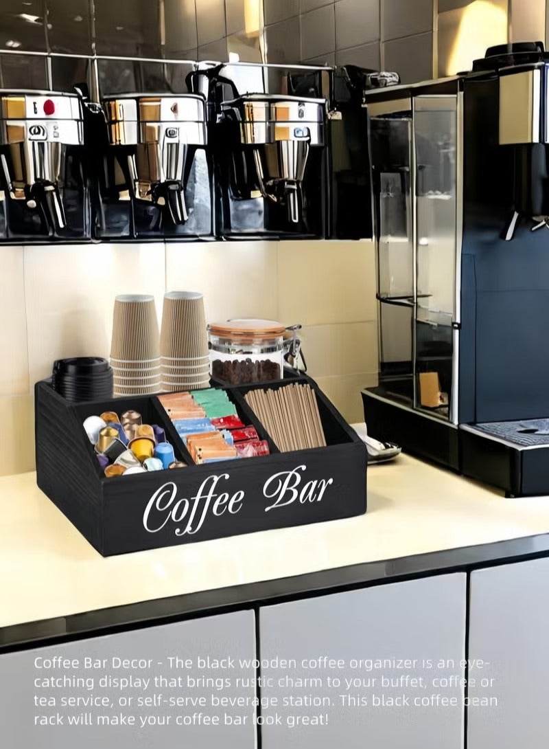 ARNOTEC Coffee Station Organizer for Counter, Rustic Wood Coffee Pod Holder with Drawer, Tea Bag & Condiment Storage Box, Coffee Bar Accessories Organizer for Kitchen Counter, Coffee Corner or Office Breakroom - Image 4