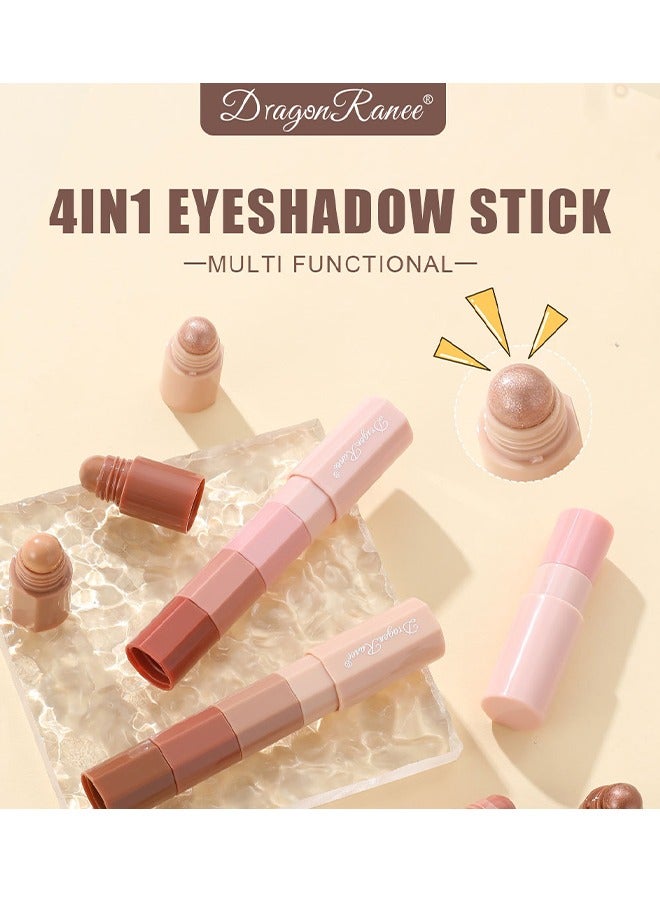 Dragon Ranee Eye Shadow Stick-Multi Functional 4 Colors Shadow Stick and Highlighter Makeup 4 in 1 Long Lasting Eyeshadow Pencil (#B) - Image 3