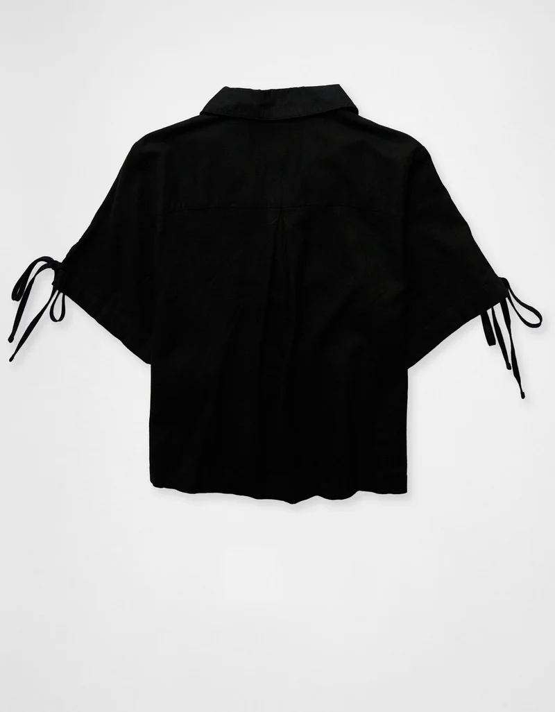 American Eagle  AE Linen-Blend Button-Up Shirt for Women | Best Price UAE