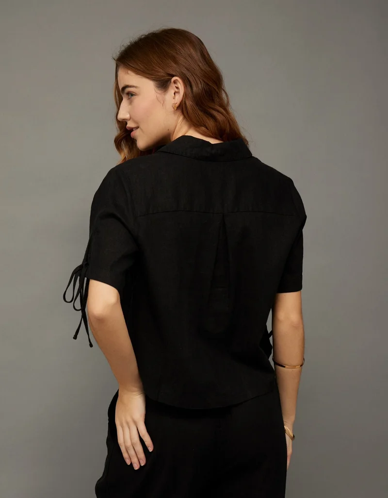 American Eagle  AE Linen-Blend Button-Up Shirt for Women | Best Price UAE