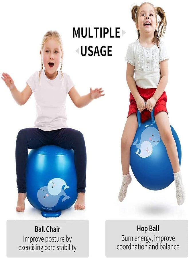 REMANG 45cm Inflatable Sit and Bounce Rubber Hop Ball with Air Pump Jumping Bouncer Ball Space Hopper Jump and Bounce Handle Ride-on Toy Bouncy for Girls.(Multicolor) - Image 3