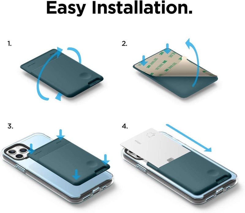 ClickCase حامل بطاقات الائتمان/المترو من السيليكون السائل للخلفية الهاتف أو العلبة، أكمام لاصقة تلتصق على ظهر الهاتف محفظة لجميع الهواتف الذكية (أخضر) - Image 4