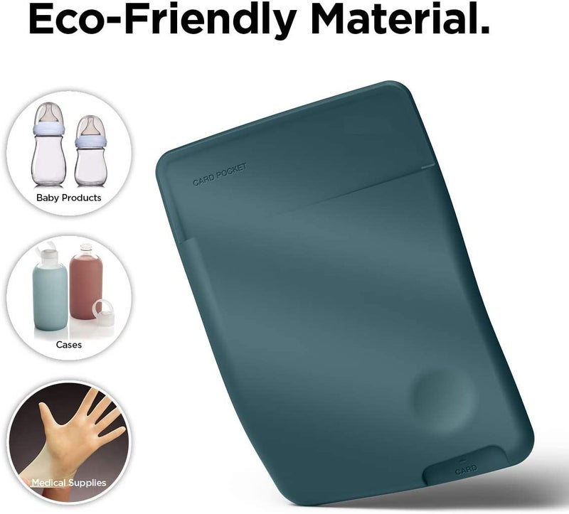 ClickCase حامل بطاقات الائتمان/المترو من السيليكون السائل للخلفية الهاتف أو العلبة، أكمام لاصقة تلتصق على ظهر الهاتف محفظة لجميع الهواتف الذكية (أخضر) - Image 3