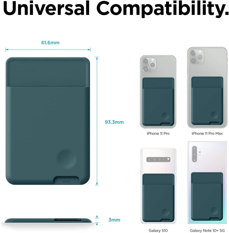 ClickCase حامل بطاقات الائتمان/المترو من السيليكون السائل للخلفية الهاتف أو العلبة، أكمام لاصقة تلتصق على ظهر الهاتف محفظة لجميع الهواتف الذكية (أخضر) - Image 5