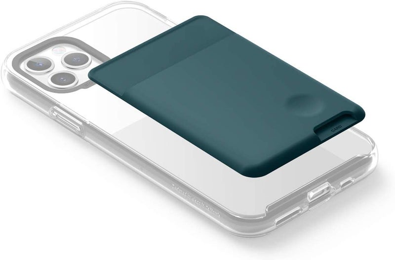 ClickCase حامل بطاقات الائتمان/المترو من السيليكون السائل للخلفية الهاتف أو العلبة، أكمام لاصقة تلتصق على ظهر الهاتف محفظة لجميع الهواتف الذكية (أخضر) - Image 2