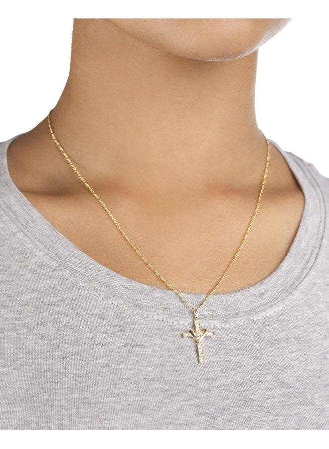 JOTW 10K Yellow Gold, Rose Gold And White Gold Heart & Cross Pendant With An 16, 18, 20 And 22 Inch Gold Overlay Figaro Necklace (18 Inch, Yellow Gold) - Image 4