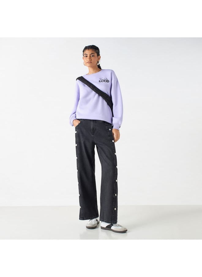 Lee Cooper Lee Cooper Solid Fit Wide Leg Jeans with Button Detail  - Image 2