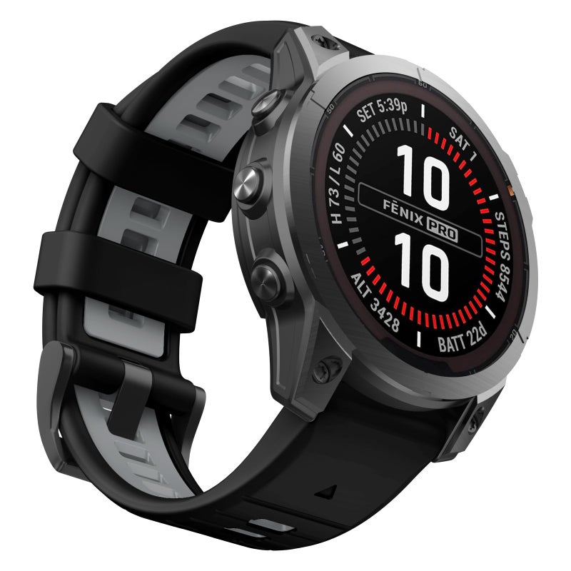 OVERSTEP Watch Band for Fenix 7, Fenix 6, Fenix 5, 22mm Rugged Replacement Bands for Garmin Fenix 5 Plus/Fenix 6 Pro/Fenix 7 Pro/Forerunner 935/945, Black Gray - Image 2
