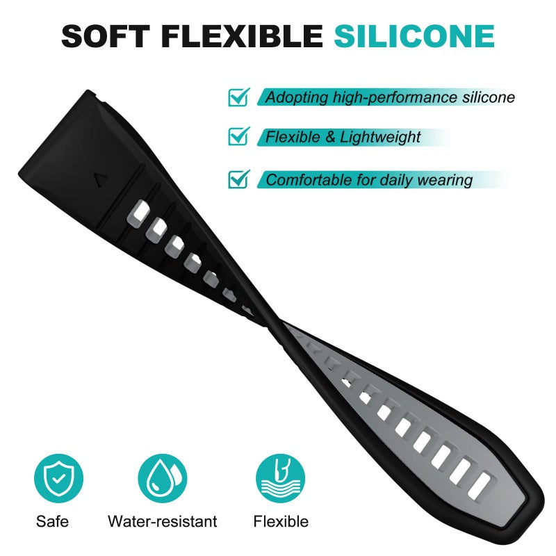 OVERSTEP Watch Band for Fenix 7, Fenix 6, Fenix 5, 22mm Rugged Replacement Bands for Garmin Fenix 5 Plus/Fenix 6 Pro/Fenix 7 Pro/Forerunner 935/945, Black Gray - Image 3