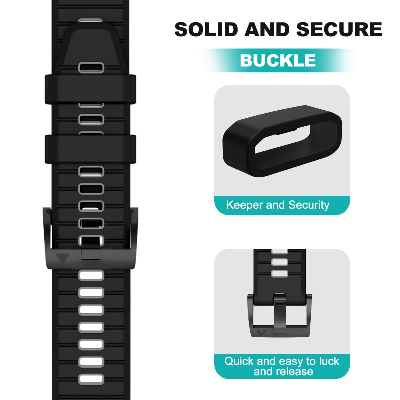 OVERSTEP Watch Band for Fenix 7, Fenix 6, Fenix 5, 22mm Rugged Replacement Bands for Garmin Fenix 5 Plus/Fenix 6 Pro/Fenix 7 Pro/Forerunner 935/945, Black Gray - Image 4