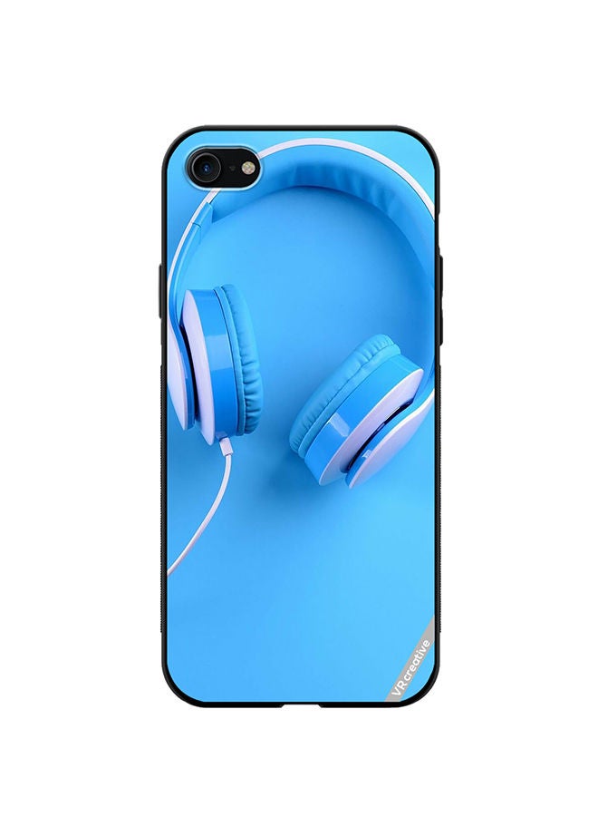VR CREATIVE Protective Case Cover For Apple iPhone SE (2022) Music Headphones Design Multicolour - Image 1