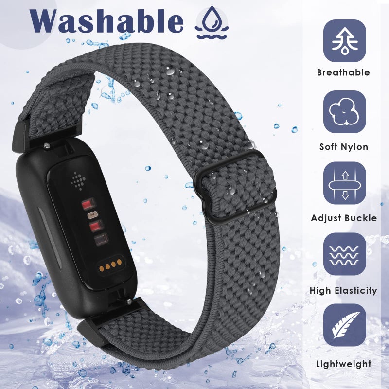 Bcuckood Compatible with Fitbit Inspire 3/Inpsire 2/Inspire/Inpsire HR/Ace 2/Ace 3 Bands, Elastic Adjustable Replacement Wristband Women Men Kids Stretchy Soft Sport Nylon Loop Straps - Image 5