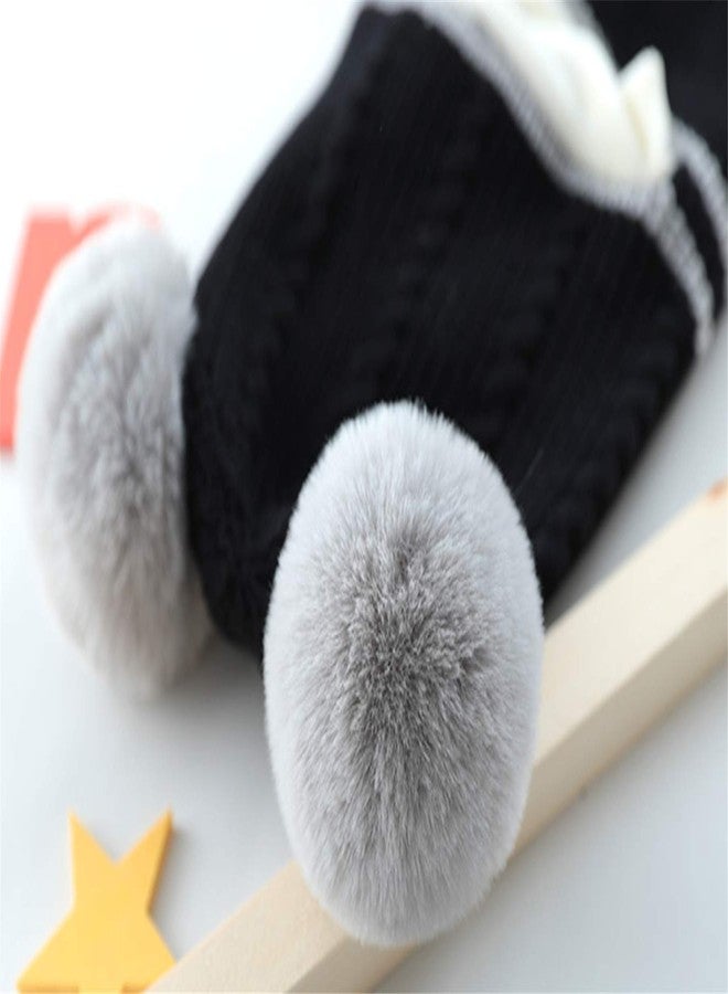 MioCloth Toddler Baby Knit Face Hood Hat Fleece Lining Scarf Earflap Scarves Skull Caps Pom Pom Earflap Hat Neck Gaiter Scarf Christmas Xmas Winter Warm Gift for Girl Boys Bear Head Beanie Balaclava Blac - Image 4
