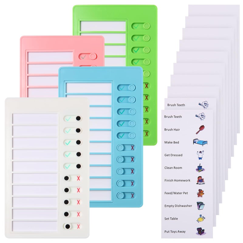 Aleric 4 Pieces Chores Chart for Kids Chore Chart, Sliding Routine Chart to Do List, My Chores RV Checklist Task Planning Board for Kids and Adults, ADHD Tools Routine Visual Schedule Reminder - Image 1
