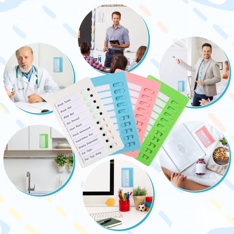 Aleric 4 Pieces Chores Chart for Kids Chore Chart, Sliding Routine Chart to Do List, My Chores RV Checklist Task Planning Board for Kids and Adults, ADHD Tools Routine Visual Schedule Reminder - Image 2
