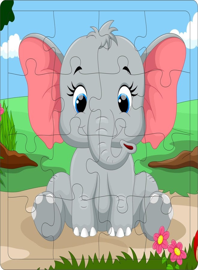 Fiddlys Fiddly's 16-Piece Wooden Jigsaw Puzzles for Kids Ages 3+, Double Layered Wooden Puzzles with Bright Front & Back Print (Animals Pack of 4) - Image 4