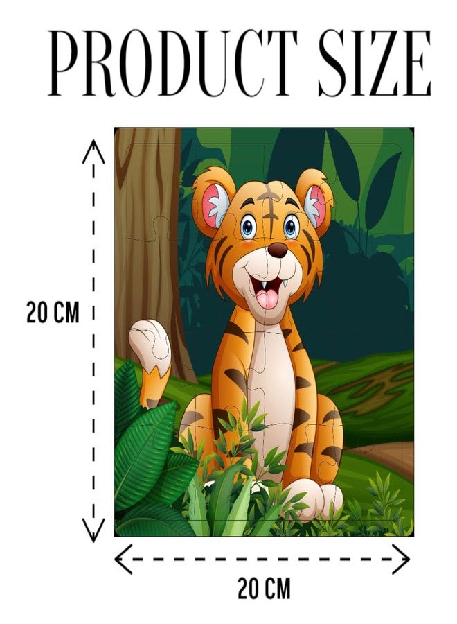 Fiddlys Fiddly's 16-Piece Wooden Jigsaw Puzzles for Kids Ages 3+, Double Layered Wooden Puzzles with Bright Front & Back Print (Animals Pack of 4) - Image 2