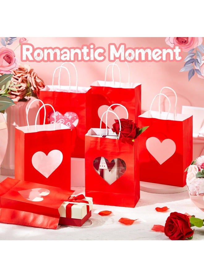 Gilprop 24 Pcs Valentine's Day Gift Bags Bulk Red Gift Bags with Heart Window Valentines Paper Goodie Bags Treat Candy Bags for Valentine Party Favor Supplies - Image 4