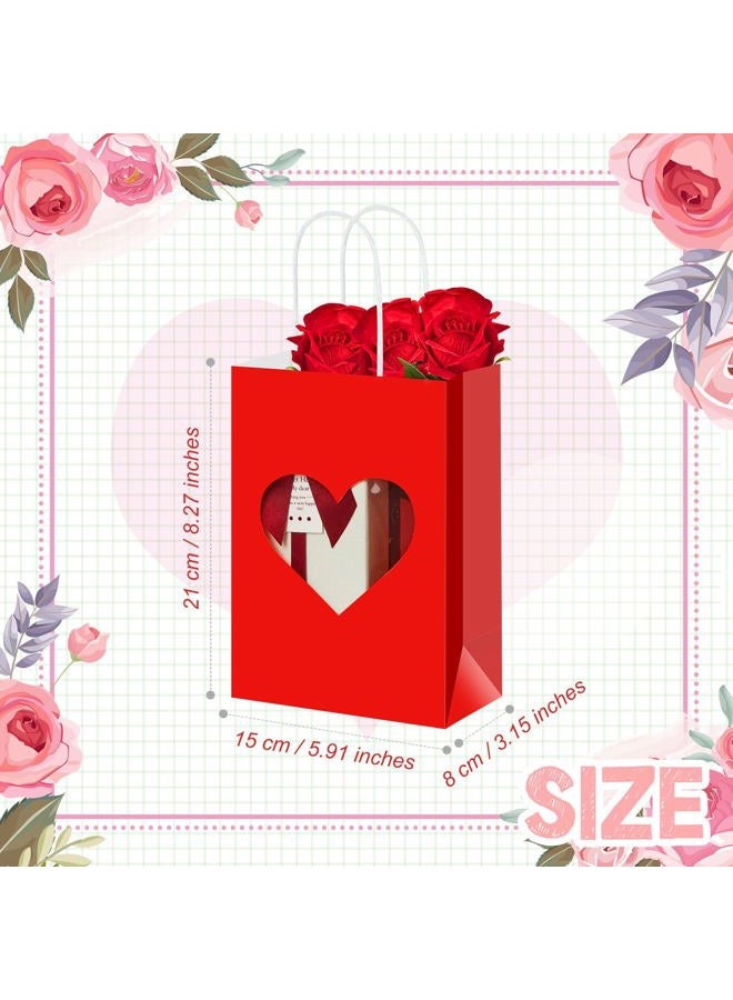 Gilprop 24 Pcs Valentine's Day Gift Bags Bulk Red Gift Bags with Heart Window Valentines Paper Goodie Bags Treat Candy Bags for Valentine Party Favor Supplies - Image 3