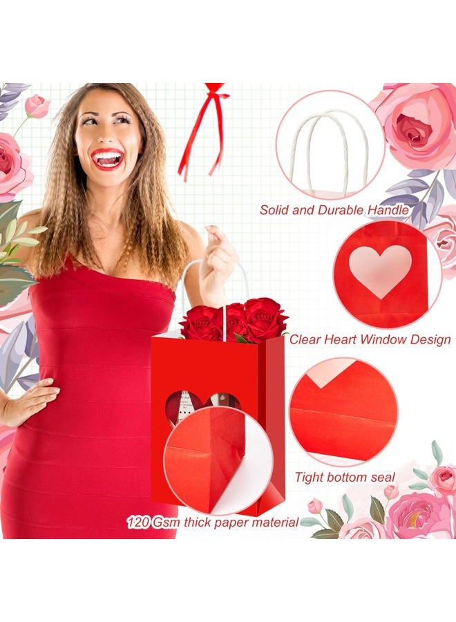 Gilprop 24 Pcs Valentine's Day Gift Bags Bulk Red Gift Bags with Heart Window Valentines Paper Goodie Bags Treat Candy Bags for Valentine Party Favor Supplies - Image 5