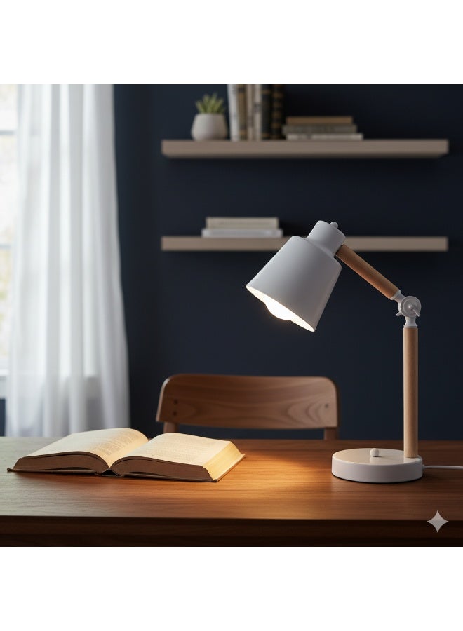 الروضة للإضاءة أباجورة عصرية مميزة مصنوعة من المعدن والخشب 14.5×14.5×40-50 سم - Image 2