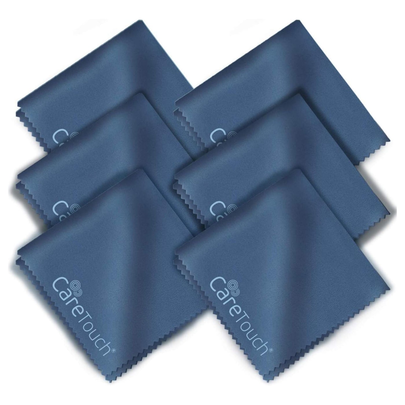 Care Touch Microfiber Cleaning Cloths, 6 Pack - Cleans Glasses, Lenses, Phones, Screens, Other Delicate Surfaces - Large Lint Free Microfiber Cloths - Eye Glass Clean Cloths - 6" x 7" (Navy Blue)