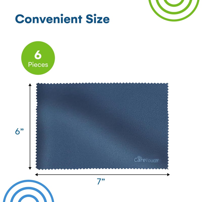 Care Touch Care Touch Microfiber Cleaning Cloths, 6 Pack - Cleans Glasses, Lenses, Phones, Screens, Other Delicate Surfaces - Large Lint Free Microfiber Cloths - Eye Glass Clean Cloths - 6" x 7" (Navy Blue)  - Image 3